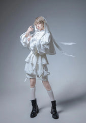 Princess Chronicles - Rabbit Hunting White Moonlight - Handsome Ouji Lolita Coat Rabbit Ears Pants Set