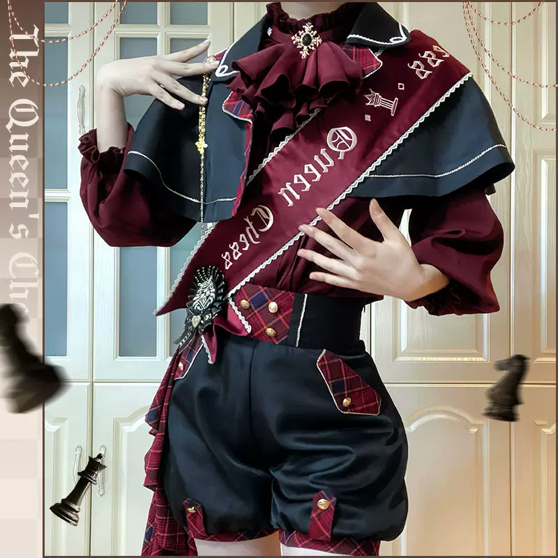 Forest Fluorescent Carps - Queen's Chess - Ouji Lolita Prince Outfit Lolita Cape Shirt Shorts Set