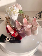 Pure tea for dream - Angel Velvet - Sweet Lolita Shoes Mid-heel Velvet Shoes