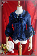 Strawberry Witch - Flower Wedding White Dark Blue Blouse