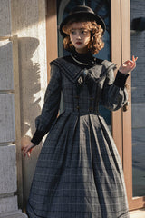 ZeeYe - Maple Dan Bai Lu - Classic Lolita Plaid Dress Long Sleeved OP