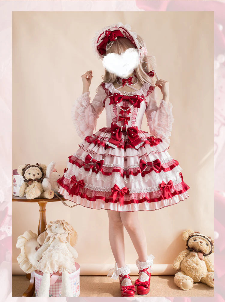 Sakurahime - Ribbon Strawberry - Sweet Lolita JSK and BNT with Old School Lolita Style