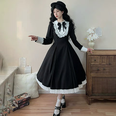 Hezi's Cat Haven - Black Cat Butler - Maid Lolita OP Dress Elegant Black and White Dress