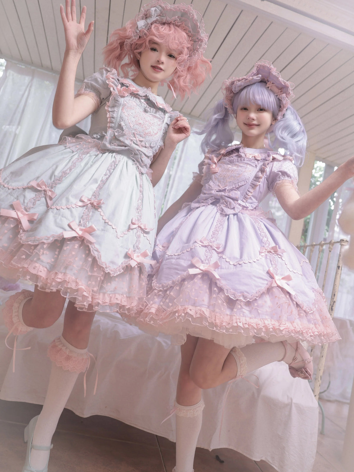 The Seventh Doll - Sweet Diary SP - Vintage Lolita Jumper Dress Petal-like Hem JSK Headdress Set