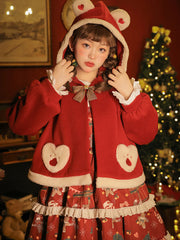 Yingtang - Plus Size Lolita Dress Set Christmas Winter Two-piece