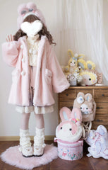 MIST - Cream Cheese - Winter Kawaii Lolita Overcoat Thickened Hooded Loose Outwear