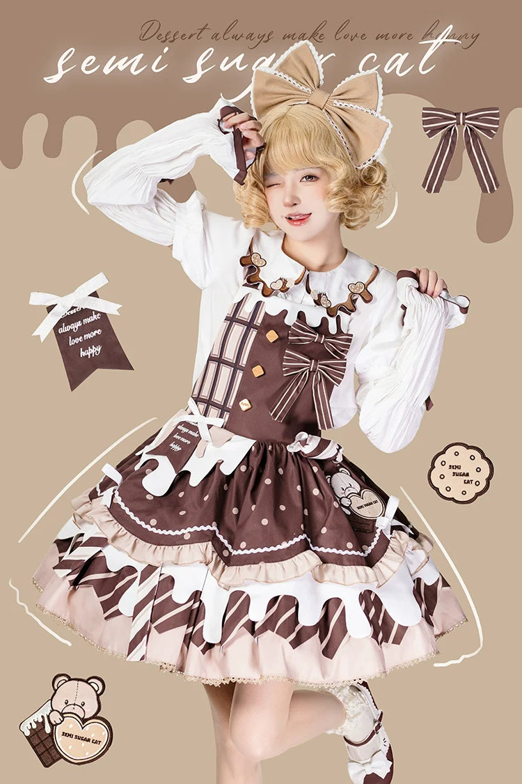 Half Sweet Lolita - Chocolate Milk Pie - Sweet Lolita Jumper Dress Summer Salopette