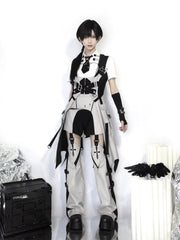 Letters from Unknown Star - Sky Core Record - Ouji Lolita Shorts Suits Short Sleeve Dress Set