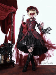 Cornfield Lolita - Rose Blood - Black Red Gothic Lolita JSK Jacquard Court Dress