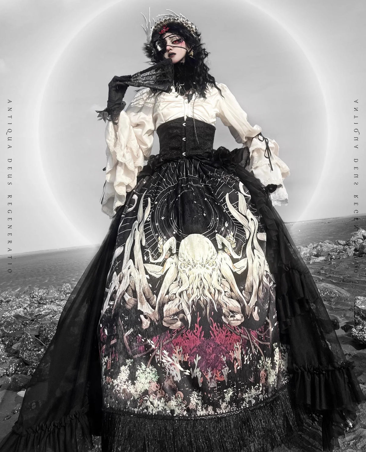 Caged Bird Hotel - Reborn Ancient God - Gothic Lolita Shirt & Skirt Set