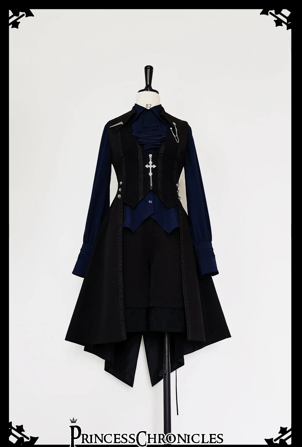 Princess Chronicles - Black and Blue - Male Lolita Ouji Swallowtail Vest
