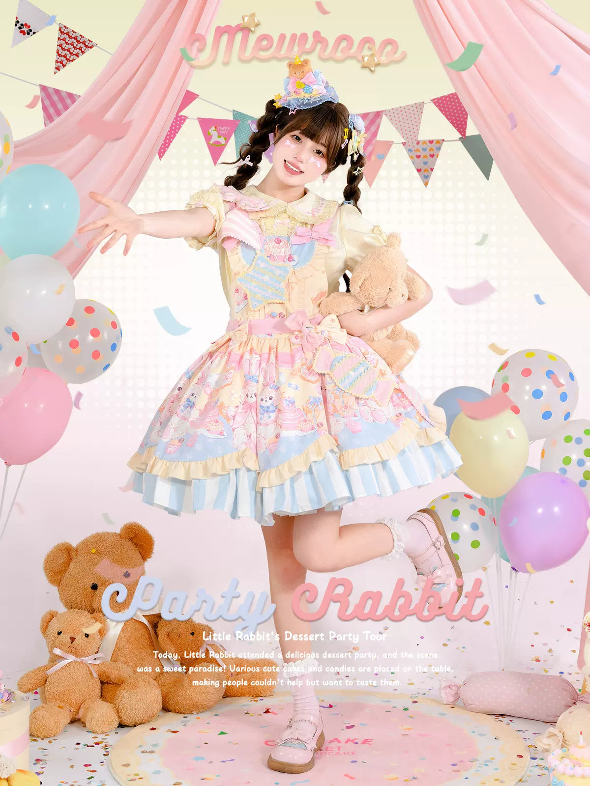 Mewroco - Party Bunny - Sweet Lolita Salopette Cute Daily Lolita Dress