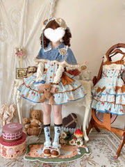 Cheese Mee Mee - Seaside Tea Party - Sweet Lolita Dress Cute Print JSK and Cape