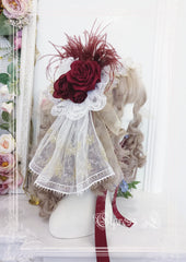 Elpress L - Christmas Flower Hairpins Lolita Mesh Veil KC Bonnet