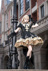 Letters from Unknown Star - Glitter Oath - Military Lolita OP Dress with Detachable Split Tail Cloak