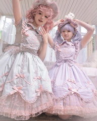 The Seventh Doll - Sweet Diary SP - Vintage Lolita Jumper Dress Petal-like Hem JSK Headdress Set
