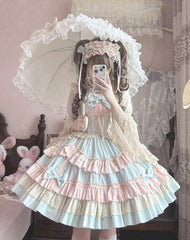 ZhiJinYuan - Sweet Mousse - Sweet Lolita JSK in Playful Colors with Bow Decoration