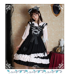 Eieyomi - Sweet Heart Black Lolita Jumper Dress