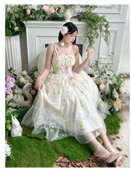 Diamond Honey - Spring Bouquet - Sweet Lolita JSK Dress Fairy-like Embroidered Mesh Dress