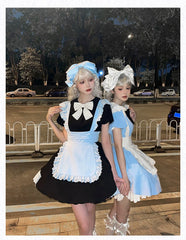 With PUJI - KissKiss - Maid Lolita OP Dress Pleated Lace Multicolor Dress