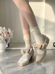 Pure tea for dream - Angel Velvet - Sweet Lolita Shoes Mid-heel Velvet Shoes