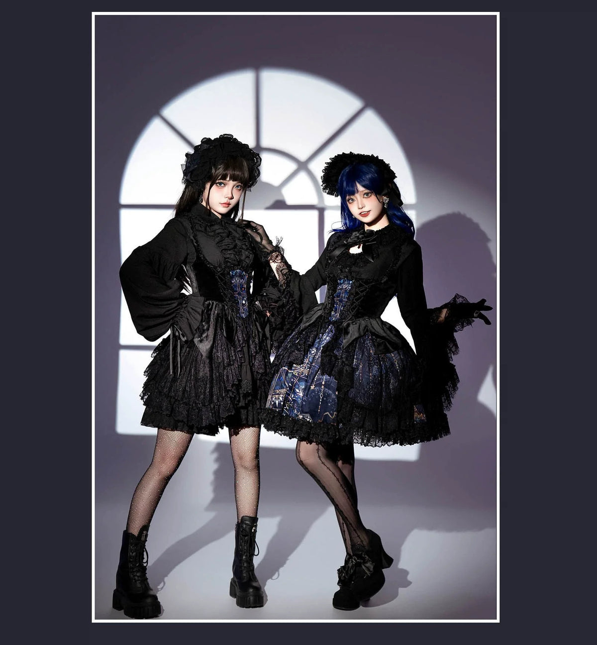 SUSIN - Night Traveler - Classic and Elegant Gothic Dress with Colorful Window Prints