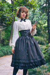 Surface Spell-Gothic Lolita High Waisted Stripe Skirt Customizable