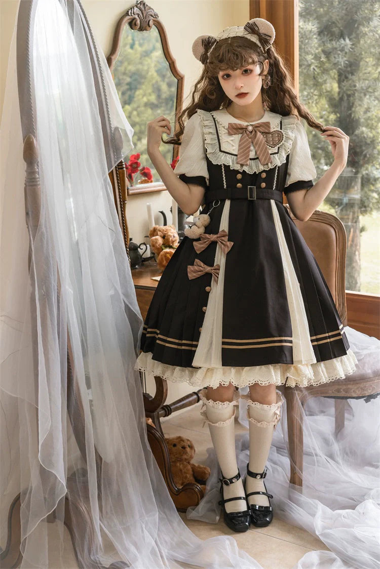 Letters from Unknown Star - Chocolate Workshop - Elegant Lolita OP Daily Short Sleeve Dress