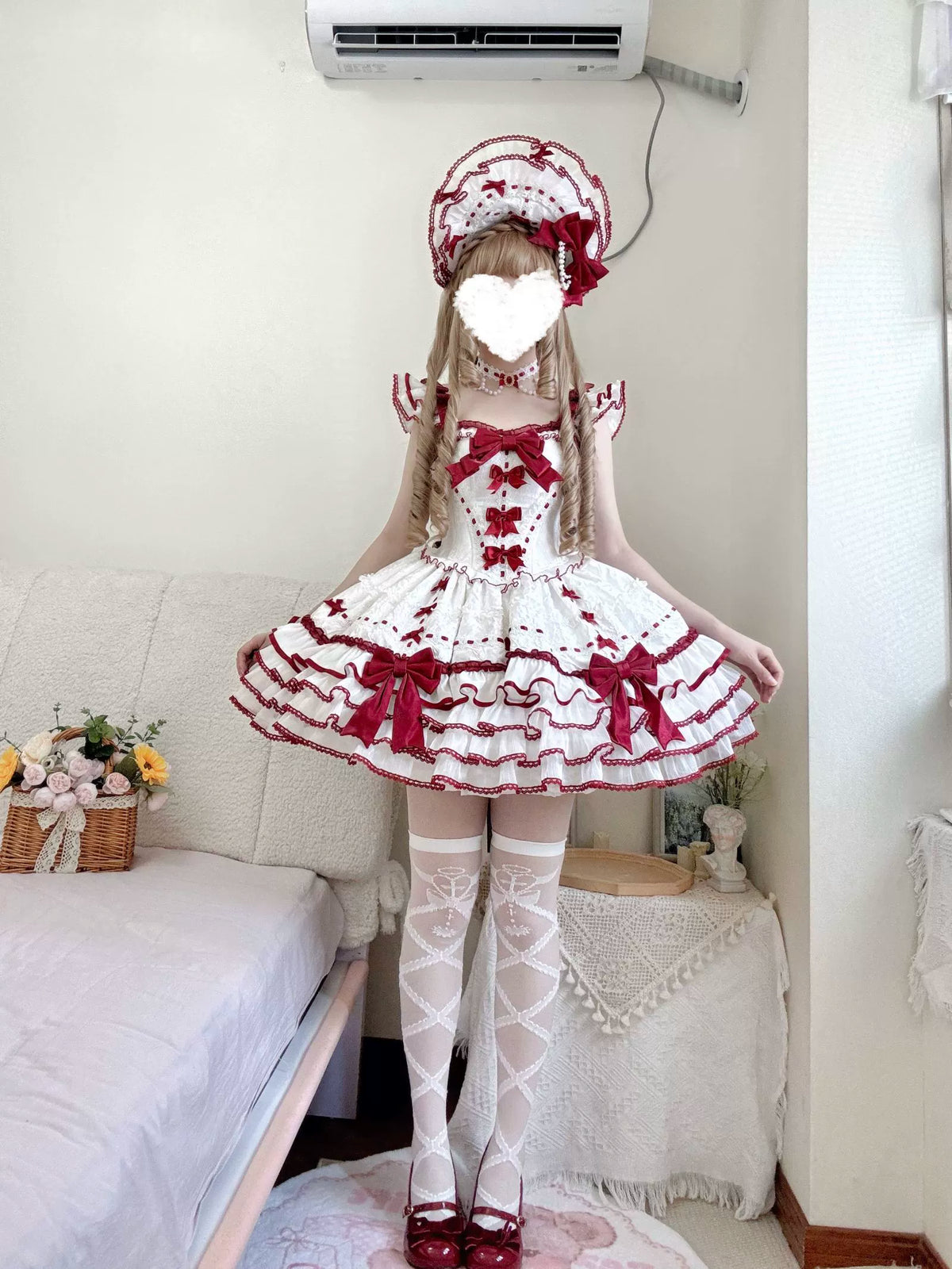 Sakurahime - Velour Love - Princess Sweet Lolita JSK Dress, Tiered Ruffles