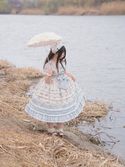 Chubby Cat Diary - Harvest Bear - Plus Size Country Lolita OP Dress with Teddy Bear Print