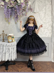 Alice Girl - Yesterday Morning Mist - Classic Lolita OP Bust-supporting Tiered Ruffles Lolita Dress