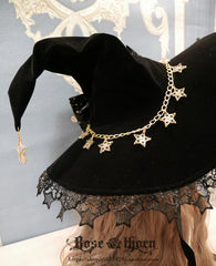 Rose Thorn - Polar Night Sky - Halloween Gorgeous Gilding Lolita Witch Hat