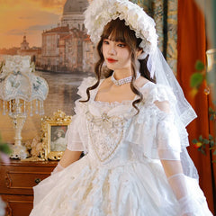 One Night - Dolores - Wedding White Lolita Dress Princess Bridal OP
