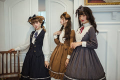 Miss Point - Rose Doll - Elegant Lolita Striped Fishbone Skirt