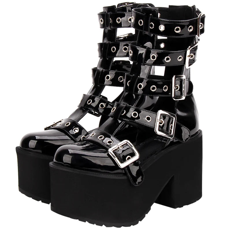 Angelic Imprint - Gothic Lolita Punk Platform Boots Sandals