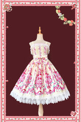 Infanta - Strawberry Culinary Maiden - Sweet Lolita JSK Dress With Strawberry Floral Print