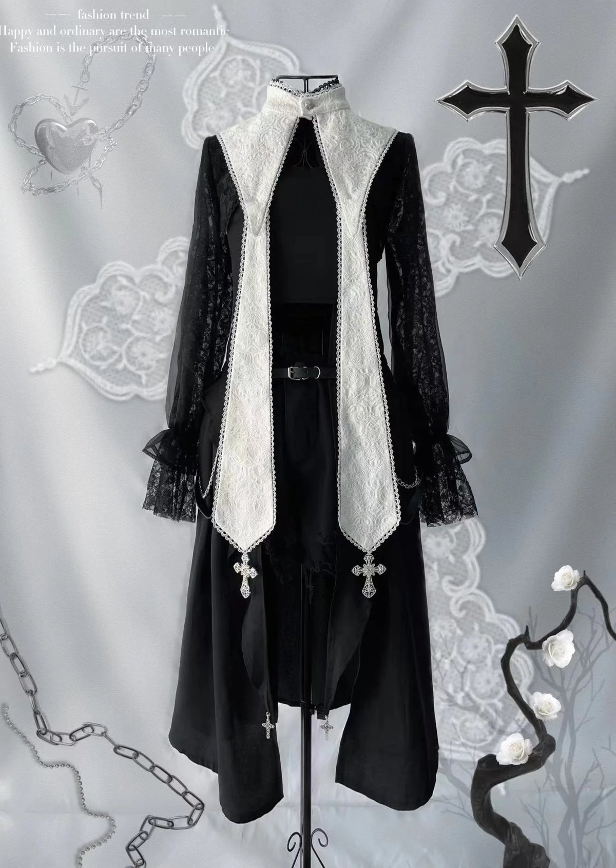 Your Highness - Nun Lolita Gothic OP Dress Full Set