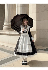 Hezi's Cat Haven - Black Cat Butler - Maid Lolita OP Dress Elegant Black and White Dress