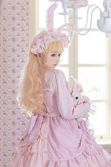Catlow Rabbit - Black Lolita Doll OP/JSK with Adjustable Elasticity