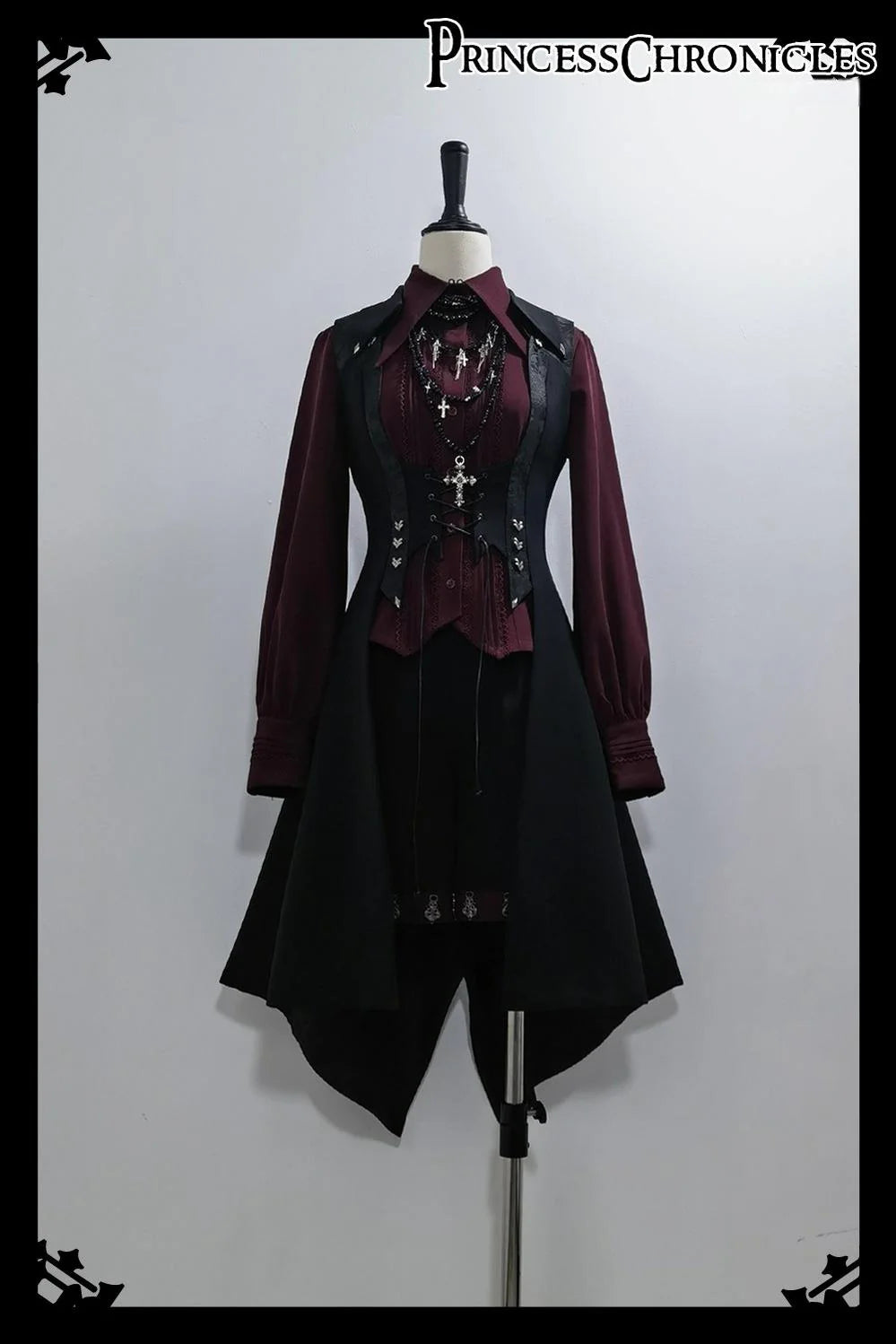 Princess Chronicles - Red and Black 4.0 - Ouji Lolita Shorts Outfit Long Vest Prince Blouse
