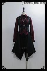 Princess Chronicles - Red and Black 4.0 - Ouji Lolita Shorts Outfit Long Vest Prince Blouse