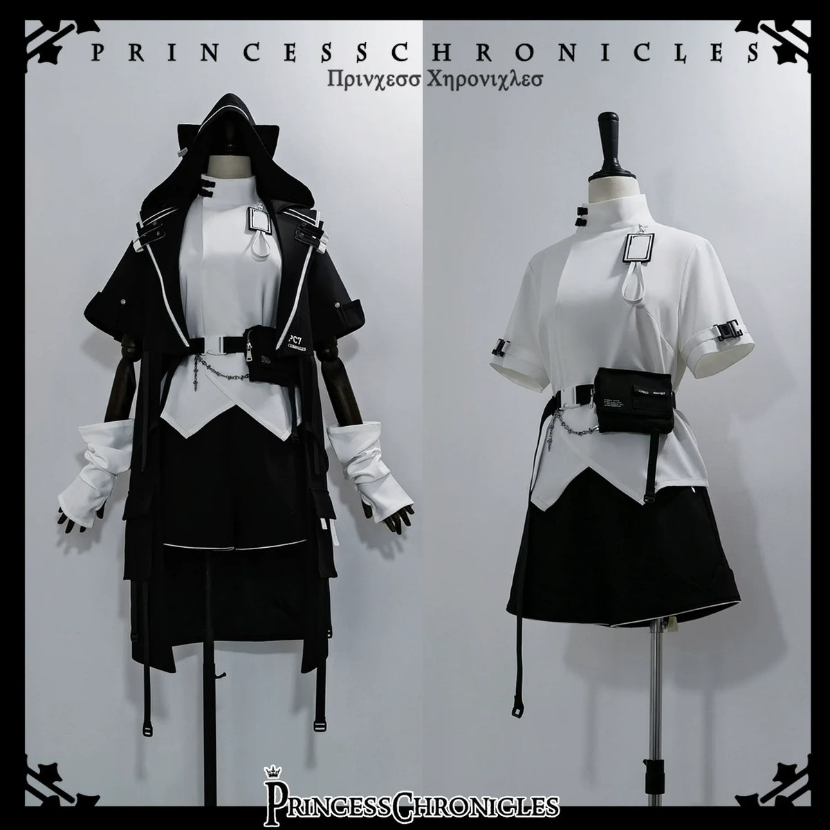 Princess Chronicles - White Cat Dark - Ouji Lolita Cat Ear Hooded Jacket, Pocket Shorts