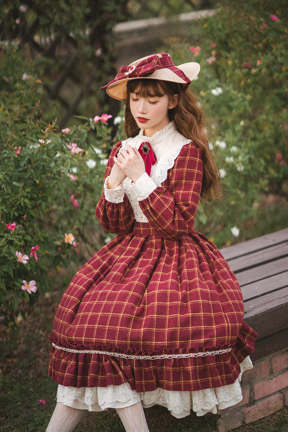 Miss Point - Rose Silhouette 3.0 - Plaid Vintage Classic Lolita OP