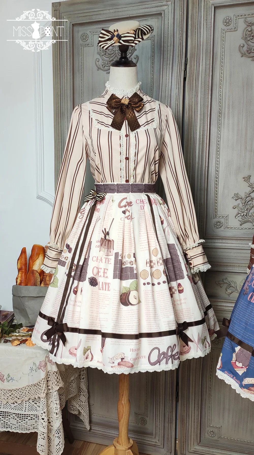 Miss Point - Chocolate Daily Light Sweet Stripe Lolita Blouse