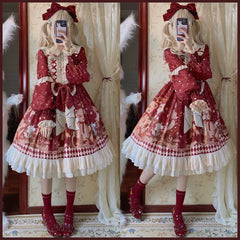 Matutu - Sweet Bear Gift House - Sweet Lolita Suit Christmas Lolita OP and Cape