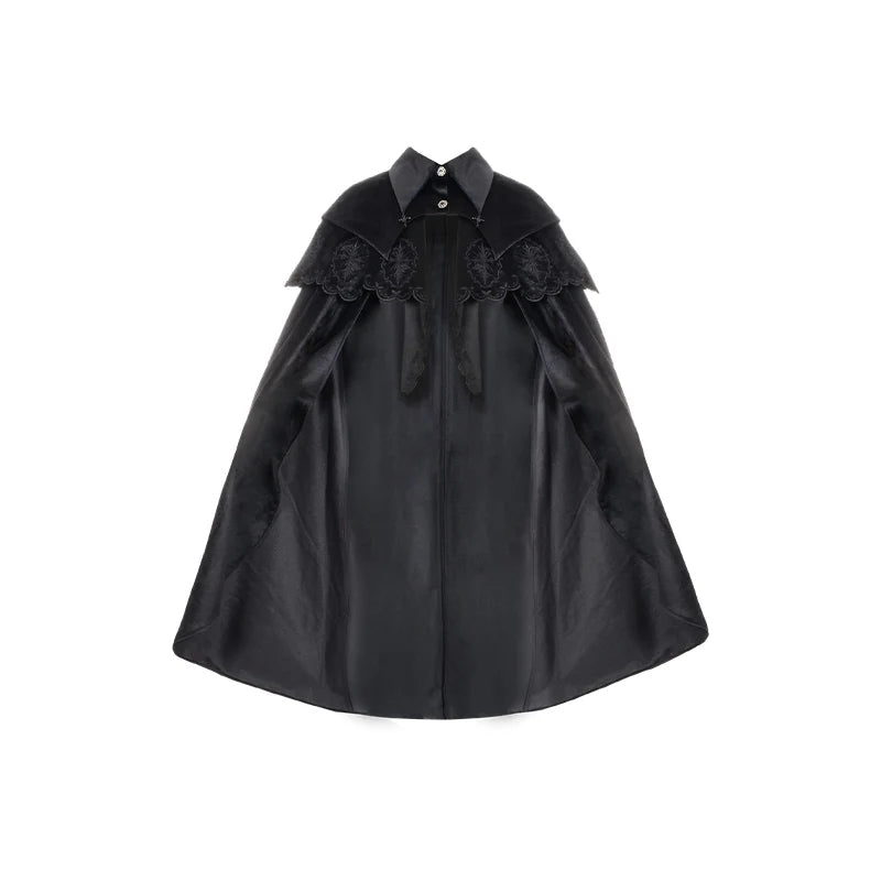 With Puji - Pilgrim - Black Gothic Lolita Cape, Detachable 2-Piece