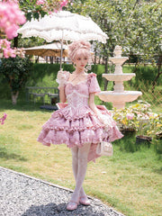 OCELOT - Puff Rose - Sweet Lolita OP Princess Bow Trailing Lolita Dress