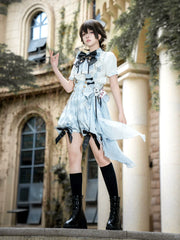 Your Princess - Alice in Time - Checkered Ouji Lolita Suit With Card & Rabbit Accents