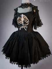 Lingxi Lolita - Bone island Gothic Lolita Corset Goth Blouse Skirt Set