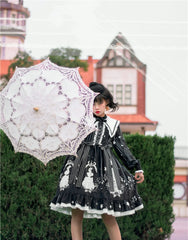 Niu Niu - Plus Size Lolita OP Dress Black Long Sleeve